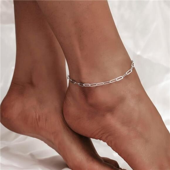 925 Sterling Silver Ankle Bracelet Multilayer Anklets for Women Satellite, Star - Picture 3 of 7